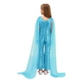 thumbnail image 2 of TiaoBug Kids Girls Sequins Jumpsuit Wide Leg Pants V Neck Cape Princess Party Ball Gown Light Blue 12, 2 of 5