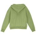 thumbnail image 5 of Girls Cropped Athletic Hoodies Half Zipper Collar Long Sleeve Hooded Pullover Tops Fleece Warm Pullover Sweatshirts with Thumb Hole Boys Fleece Hoodies Green 11Y, 5 of 8