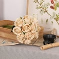 thumbnail image 2 of Artificial Silk Rose Flower Bouquet Lifelike Fake Rose for Wedding Home Party Decoration Event Gift 10pcs (Off White), 2 of 5
