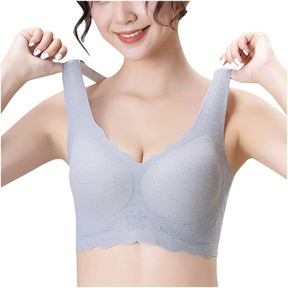 Mrat Clearance Plus Size Bras Clearance Women's Bra Underwear Removable Shoulder Strap Daily Comfort Bra Underwear Third Love Bras for Women Front Closure Wireless Bras for Women Gray XXXL
