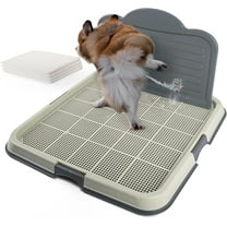 Male Dog Pee Pad Holder with High Wall, 23.5"x23.5" Indoor Potty Tray for Medium/Large Dogs, Reusable Large Training Pad Holder with Splash Guard, Includes 4 Pee Pads, Anti-Slip & Easy to Clean