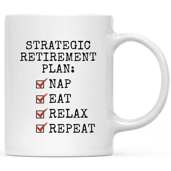 Koyal Wholesale Funny Retirement Coffee Mug, Strategic Retirement Plan, Ceramic Retirement Mug for Gifts, 11 oz, 1-Pack