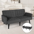 thumbnail image 4 of LAZZO 65" W Folding Futon Couch Sofa Bed w/ 2 USB Charging Ports, Dark Grey, 4 of 8