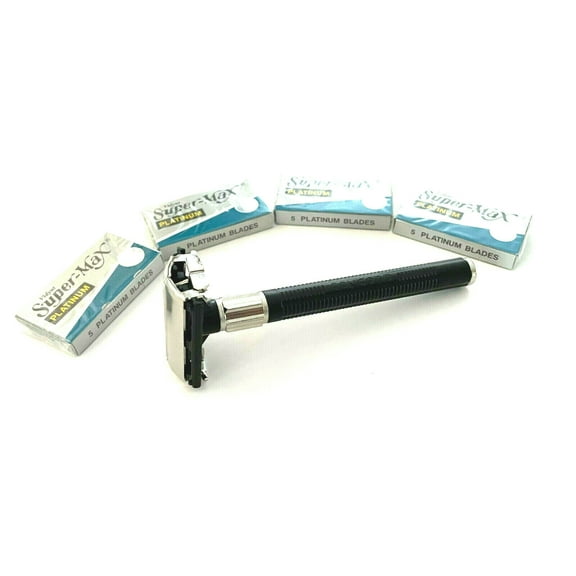 Heavy Duty Black Butterfly Style Old Fashion Safety Razor PLUS 20pcs Blades