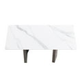 thumbnail image 5 of Modern White Sintered Stone Dining Table 70.87" - 6-8 Seats, Black Metal Legs, Kitchen/Dining Room. Stain &amp; Heat Resistant., 5 of 12