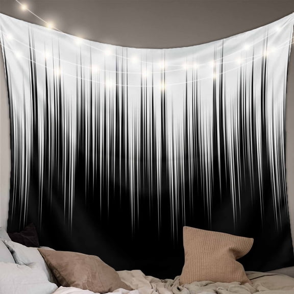 Black White Tapestry for Bedroom Wall Hanging Tapestry, Modern Geometric Abstract Gradient Striped Ceiling Backdrop Tapestries Poster Blanket Wall Decor for Teens Room Living Room Dorm 59" x 79"