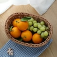 thumbnail image 4 of Woven Fruit Basket, Plastic Wicker Oval Fruit Basket Food Serving Holder Rattan Egg Basket Snack Display-Large Size, 4 of 6
