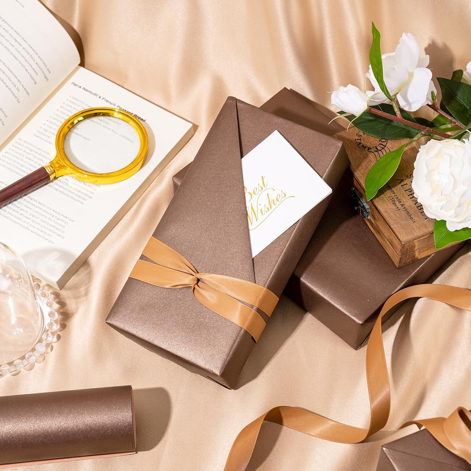 PrimeCook Shop Chocolate Brown Matte Wrapping Paper - Solid Color Pearly - luster Paper Perfect for Wedding, Birthday, Christmas, Baby Shower -17 Inches X 32.8 Feet
