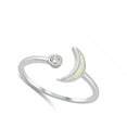 thumbnail image 4 of CHOOSE YOUR COLOR White Simulated Opal Open Moon Star Ring .925 Sterling Silver Band CZ Female Size 7, 4 of 4