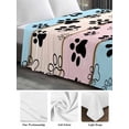 thumbnail image 6 of Pink Blue Paw Print Queen Size Flat Sheet, Wrinkleproof & Fadeproof Cooling Flat Bed Sheet Only, Vintage Farmhouse Rustic Wooden Grain Breathable Soft Bedding Top Sheets 90 x 102 Inches, 6 of 8