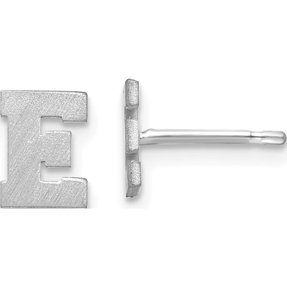 Sterling Silver Rhodium-Plated Brushed Letter E Initial Post Earrings Made In United States xne45ss/e