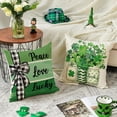 thumbnail image 2 of Happy ST Patricks Day Peace Love Lucky Throw Pillow Covers, 16 x 16 Inch Clover Stripes Decoration for Sofa Couch Set of 4, 2 of 6