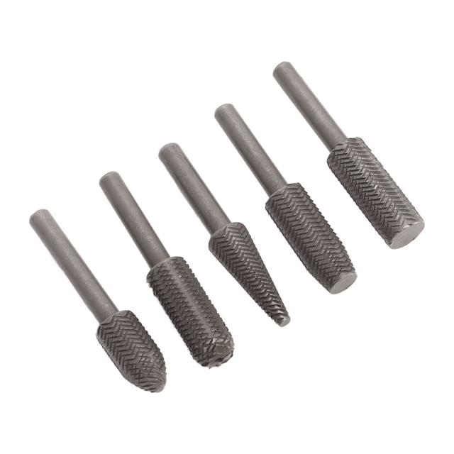 Juego de limas rotativas de escofina con vástago de 6mm, aleación de acero de tungsteno, para desbarbado de goma y madera, 5 uds. VoborMX herramienta