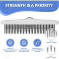 thumbnail image 4 of Deshedding Brush - Undercoat Rake for Dogs, Cats, Matted, Short, Long Hair Coats - Double Row Stainless Steel Pins - Reduce Shedding by 90% (Blue), 4 of 7