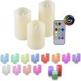 thumbnail image 2 of Ivory Plastic Shell Flameless Candles, Battery Operated LED with Remote Timer and Automatic Shut-Off, Waterproof Real-Wax Appearance Pillar Candles Set for Home Decor, 2 of 7