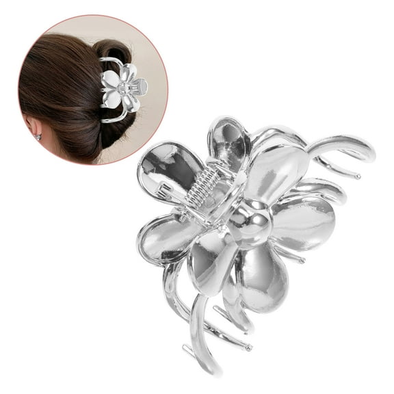 SOPOTUTU Fancy Hair Clips for Women Small Hair Barrettes Silver Alloy Versatile Use 1Pack