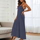 thumbnail image 5 of Vestido largo de mujer con ribetes en contraste, tirantes finos y sin mangas, ideal para las vacaciones de verano, 5 of 6