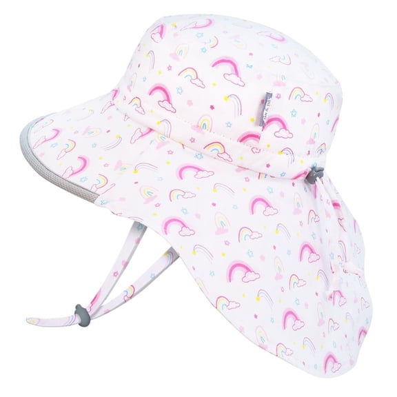 Jan & Jul Baby Girl Sun Hat with Chin Strap, 100% Cotton Wide Brim UPF 50+ (S: 0-6 months, Rainbow)