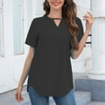 thumbnail image 4 of loopsun Plus Size Tops for Womens,Womens Summer Tops,Women Fashion Solid Color Round Neck Short Sleeve T-Shirt Blouse Tops Black M, 4 of 5