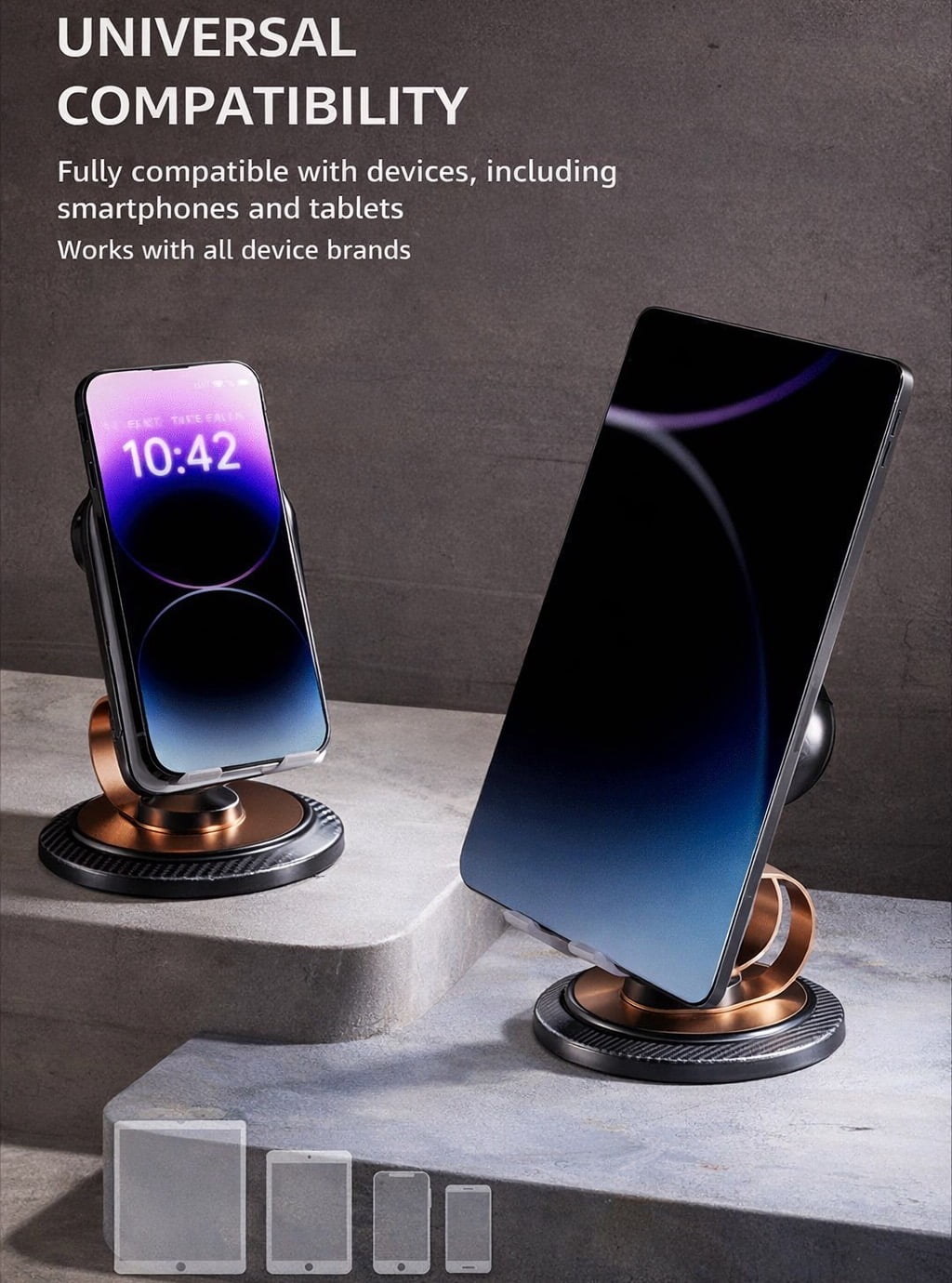 Wireless Induction Speaker with 360° Rotating Phone Stand, No Bluetooth Required, Universal Desktop Phone Holder & Sound Amplifier