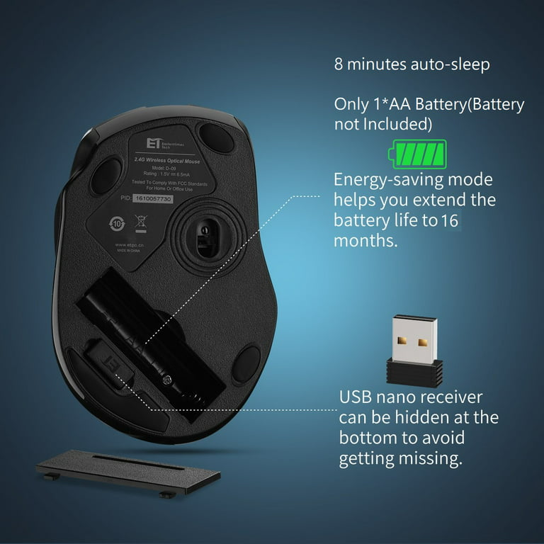 VicTsing 2.4G Wireless Mouse, USB Cordless Computer Mouse W/800