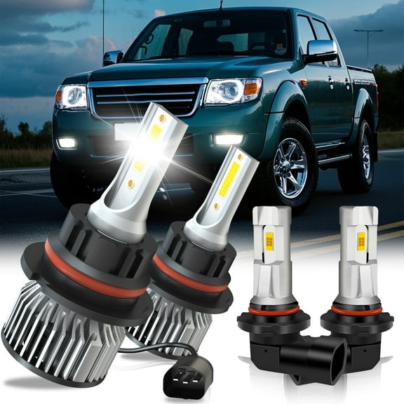 For Ford Ranger 1998-2011 LED Headlight Bulbs 9007/HB5 High and Low Beam 9145 Fog Light 4pcs