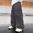 thumbnail image 2 of RUTAYY Toddler Boys Kids Summer Casual Cargo Pants Solid Color Loose Sweatpants Trousers For Sports Activewear（4-12 Years） Cozy Infants Pants, 2 of 4