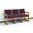 thumbnail image 3 of Reception Area Three-Seat Sofa with Sled Base and Oak Frame (Wine Vinyl), 3 of 5