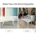 thumbnail image 6 of Villeston Outdoor Patio Bench, Cast Aluminum Extra Loveseat for Lawn Front Park Porch Path Yard ,White, 6 of 8