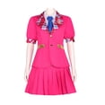 thumbnail image 3 of Conjunto De Uniforme Escolar Abrigo de mujer Camisa Chaleco Falda Ropa de Halloween Slim Fit Traje de festival plisado Ygjytge Rosa Xxxl para Mujer, 3 of 9