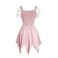 thumbnail image 4 of LEKWK Renaissance Dress for Women Lace Up Corset Ruffle Square Neck Mini Dress Puff Short Sleeve Halloween Costume Peasant Dresses, 4 of 6