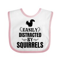 Inktastic Easily Distracted by Squirrels Boys or Girls Baby Bib