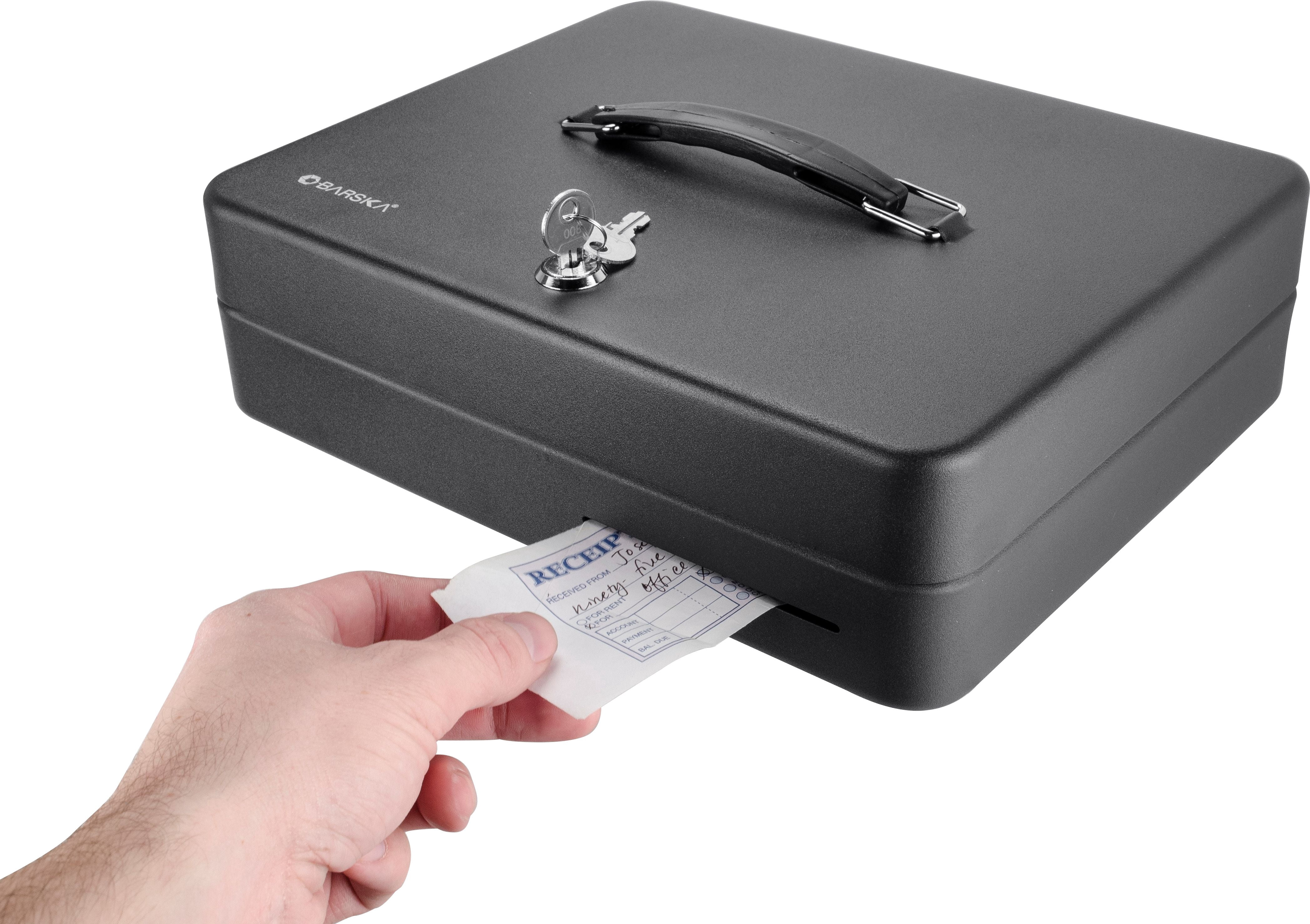 Winbest 12 inch Steel Fold Out Register Style Key Lock Cash Box with Money Tray