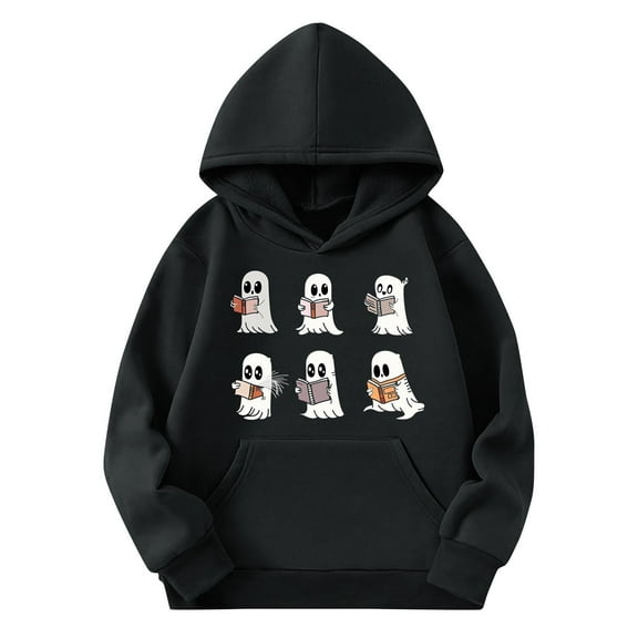 CYRBOKO Toddler Boys Halloween Hooded Sweatshirts, Loose Fit Long Sleeve Gift Casual Tops with Pocket Black Size 4-5 T