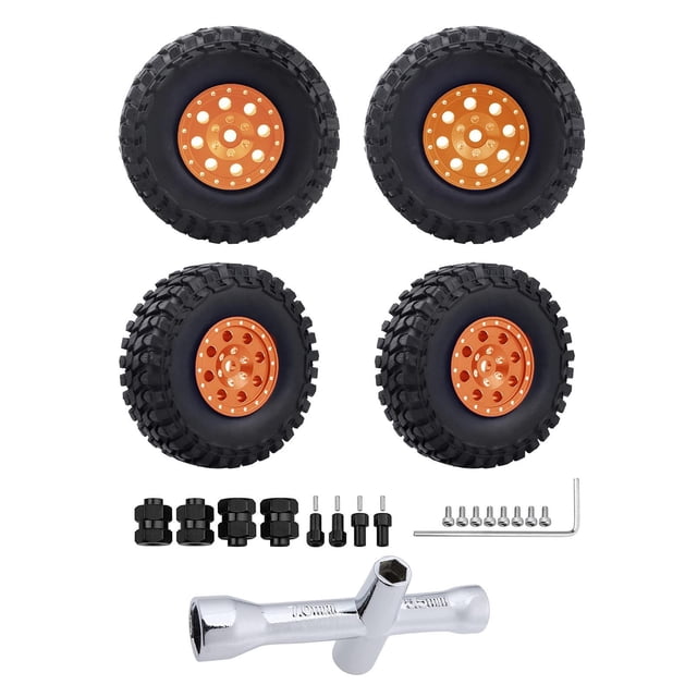 maskred 4x 1.0 Pneus de Roue CNC pour Pièces de Crawler RC Axial SCX24 90081 AXI00002 1/24 Orange Type 2