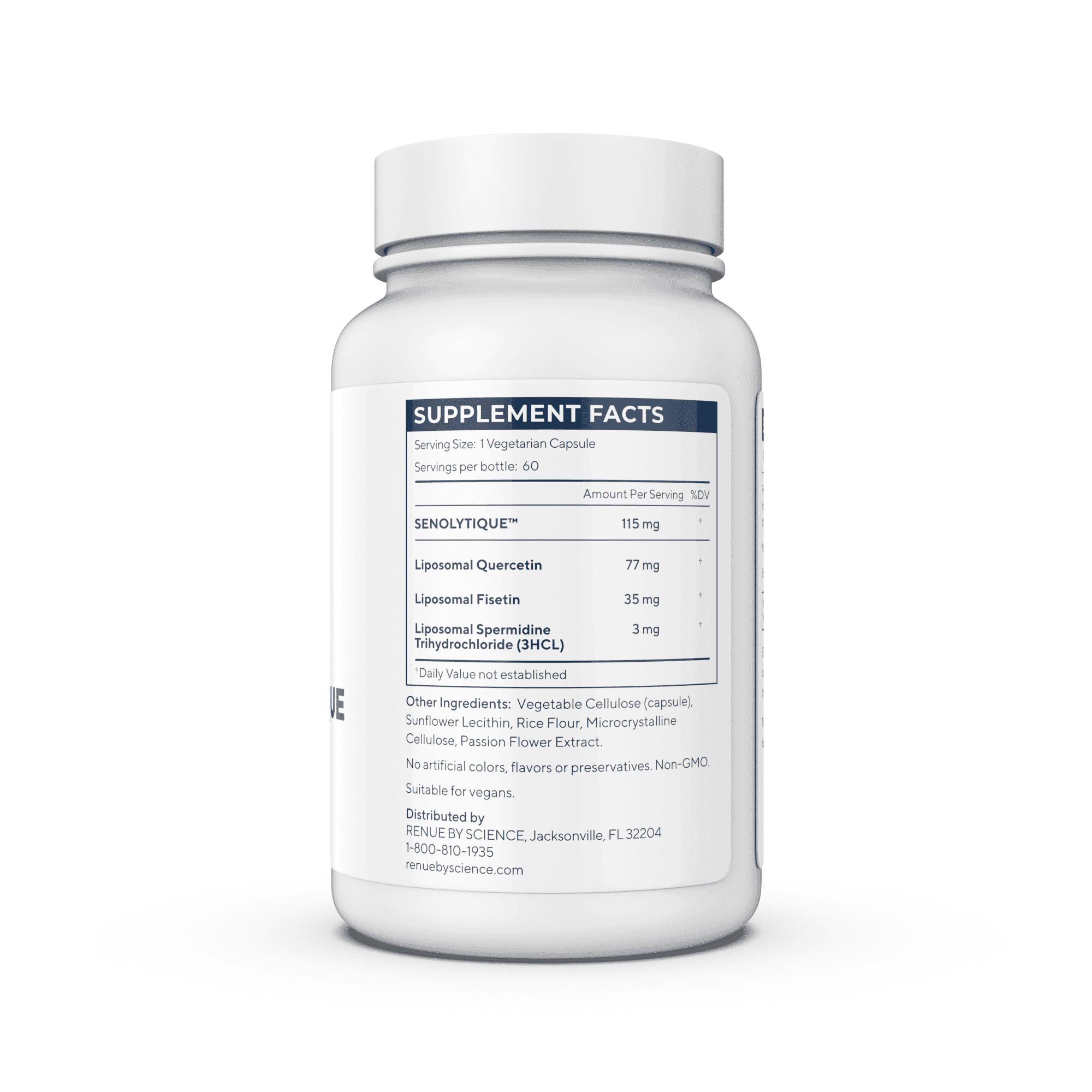 RENUE by SCIENCE Senolytique Senolytic Supplements | 60 Capsules with Fisetin (35mg) Quercetin (78mg) & Spermidine (3mg) per Serving | Liposomal Formula | Manufactured in the USA & Third-Party Tested
