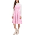thumbnail image 2 of Vestido de tweed para mujer, sin mangas, con escote cuadrado, de cuadros, estilo A-line, vestido tipo pinafore, talla S, rosa intenso, 2 of 5