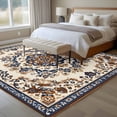 thumbnail image 2 of Vintage Flowers Pattern Washable Area Rug 6 x 9 ft Brown Blue Classical Bohemian , Soft Non Slip Rugs Stain Repellent Indoor Felt Carpet for Living Dining Room Bedroom Home Office, 2 of 9