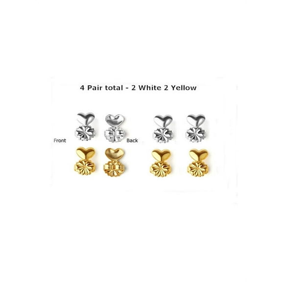 Magic Earring Backs Lifters 4 Pair Firmly Supports Lifts Fit Jewelry 2 Yellow 2 Silver