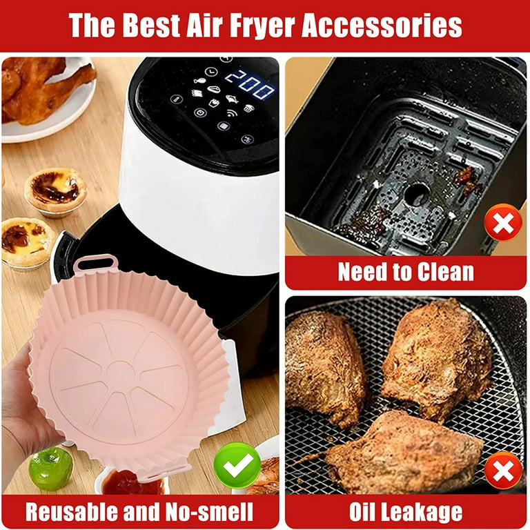 Ulbemoll Resuable Silicone Air Fryer Liners, 2PCS Round Air Fryer  Accessories for 4-7 QT (8 inch), Silicone Liners for Air Fryer Basket - Blue