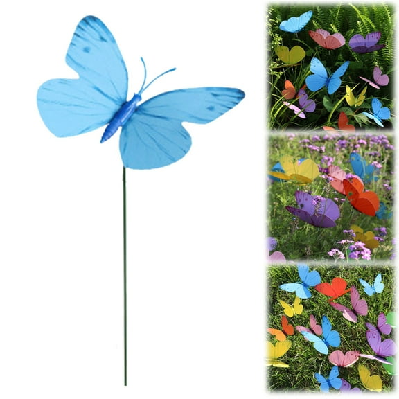 3D Butterfly Garden Stakes 12cm, Realistic PVC Decorative Butterfly Picks for Flower Arrangements Bouquets, Metal Stake for Outdoor Yard Plant Pots, 3d butterfly decorations