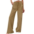 thumbnail image 5 of Women's 2026 Summer Lightweight Cotton Linen Wide Leg Trousers Elegant Casual Pants with Pockets by Yigetop Khaki XL, 5 of 7