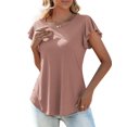thumbnail image 4 of a.Jesdani Women Tops Summer Round Neck Ruffle Short Sleeve Casual Tunic Blouse S-XXL, 4 of 6