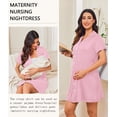 thumbnail image 6 of Ekouaer Nightgowns for Women Button Down Sleep Shirt V Neck Pajama Dress Boyfriend Nightshirt Sleepwear, 6 of 7
