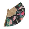 thumbnail image 5 of 1pc Hand Fan Flamingo Foldable 23cm 9inch Black Background Bamboo Rib and Slender Cotton Pouch, 5 of 7