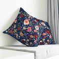 thumbnail image 3 of Navy Blue Flowers Pillow Covers 26x26 Inch Decorative Throw Pillow Cover, Spring Vintage Floral Leaves Farmhouse Sofa Pillowcases Accent Cushion Case Home Decor Bedroom Living Room, 3 of 6