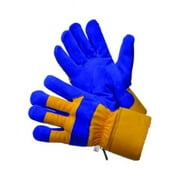 Thermo-Lined Leather Work Glove, Yellow & Blue - Large