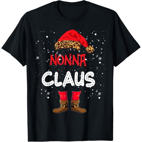Women's Nonna Claus Plaid Leopard Christmas Xmas Family T-Shirt