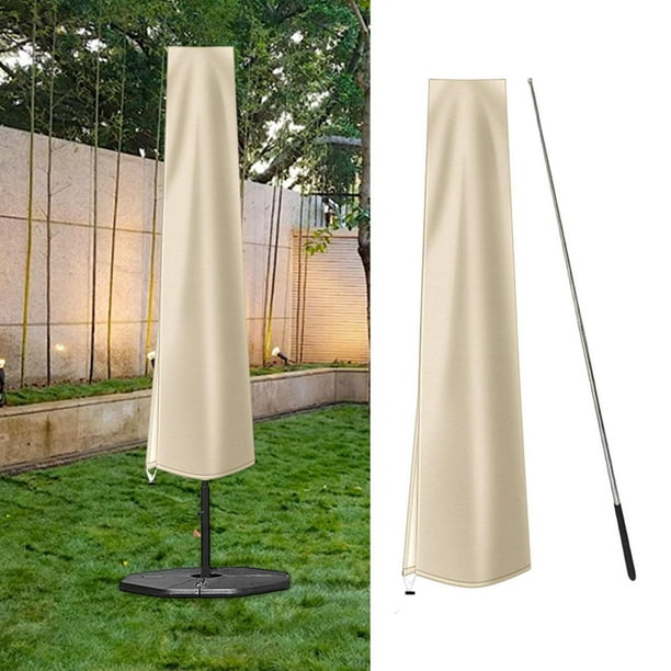 Funda para sombrilla de jardín con cordón inferior para patio y exterior Beige con poste
