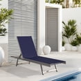 thumbnail image 1 of CorLiving Gallant Weather Resistant Reclining Outdoor Lounge Chair with Metal Frame and Polyester Mesh Fabric, Navy Blue, 1 of 6
